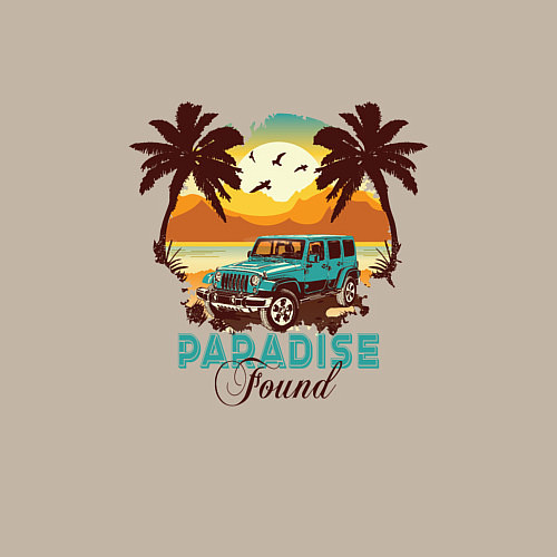 Мужской свитшот Джип Вранглер на фоне шикарного пляжа / Миндальный – фото 3