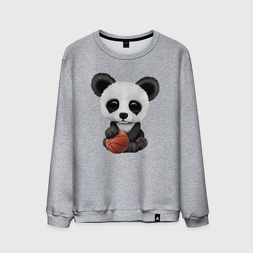 Мужской свитшот Панда баскетболист / Меланж – фото 1