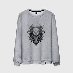 Свитшот хлопковый мужской Демонический черепок, цвет: меланж
