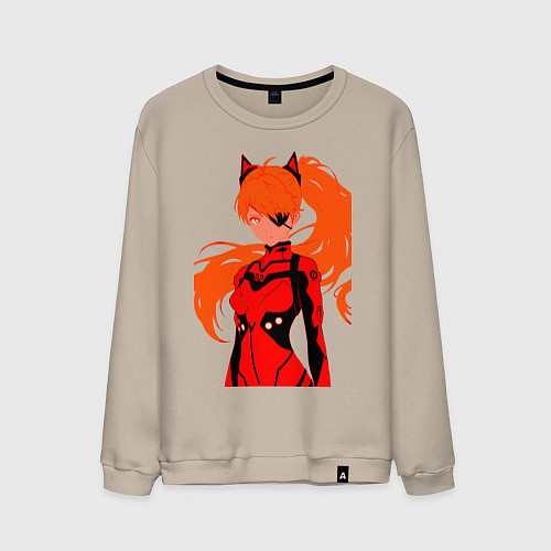 Мужской свитшот Asuka Langley is Dead Serious / Миндальный – фото 1