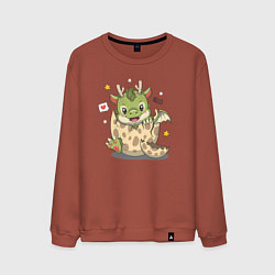 Свитшот хлопковый мужской Дракончик, цвет: кирпичный