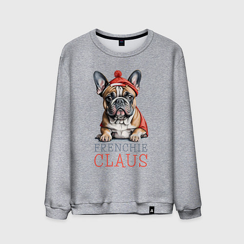 Мужской свитшот Французский новогодний бульдог / Меланж – фото 1
