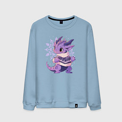 Свитшот хлопковый мужской Фиолетовый дракон в свитере, цвет: мягкое небо