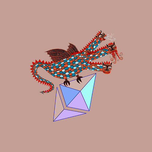 Мужской свитшот Дракон с монетой Эфириума / Пыльно-розовый – фото 3