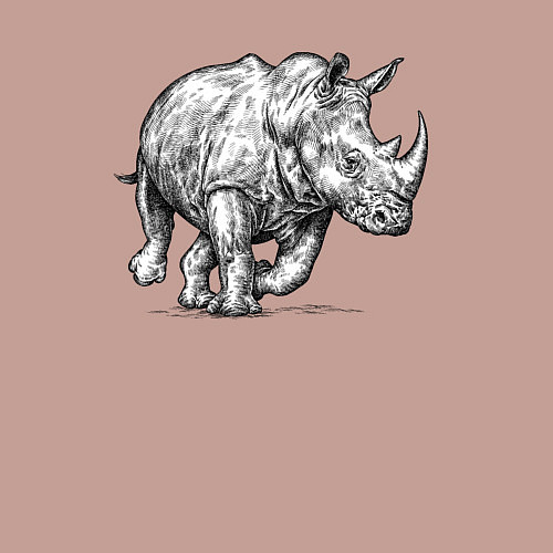 Мужской свитшот Носорог бежит / Пыльно-розовый – фото 3