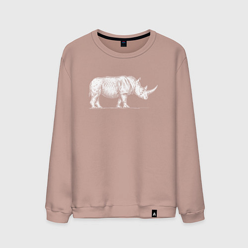 Мужской свитшот Носорог белый сбоку / Пыльно-розовый – фото 1