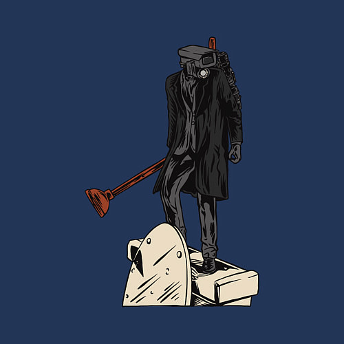 Мужской свитшот Камерамен победил скибиди туалет / Тёмно-синий – фото 3