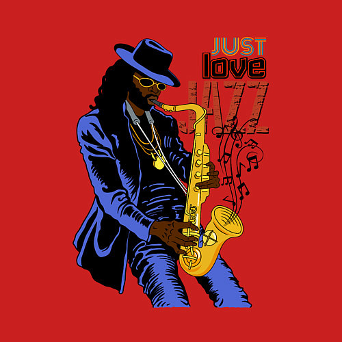 Мужской свитшот Just love jazz / Красный – фото 3
