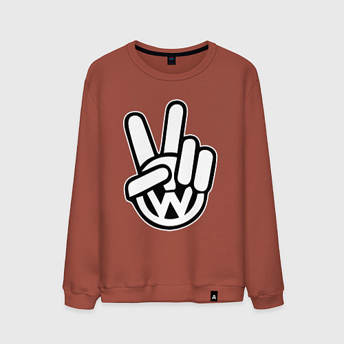 Мужской свитшот Volkswagen peace / Кирпичный – фото 1