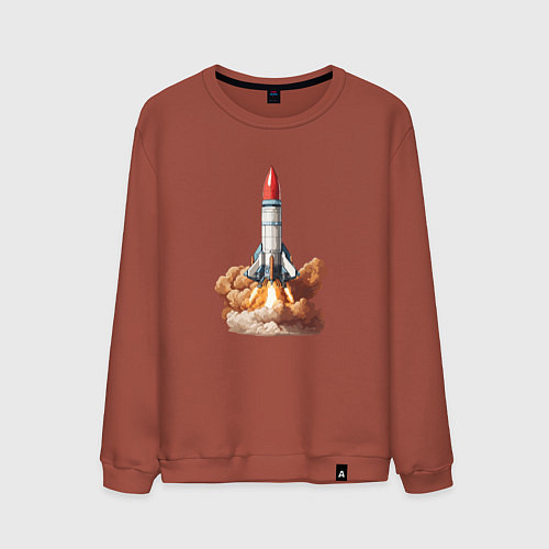 Мужской свитшот Взлет космической ракеты / Кирпичный – фото 1