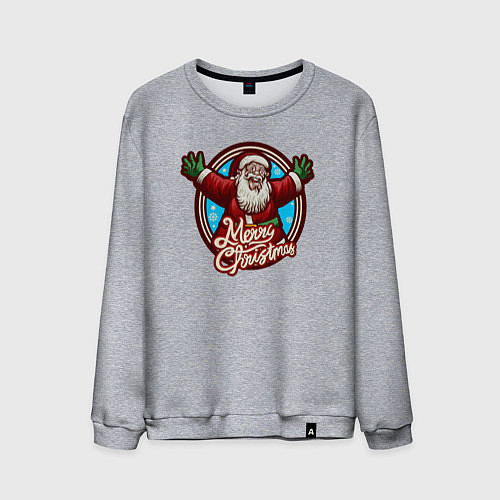 Мужской свитшот Радостный Санта / Меланж – фото 1