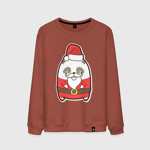 Мужской свитшот Панда дед-мороз / Кирпичный – фото 1