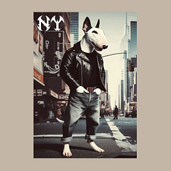 Свитшот хлопковый мужской Dude bull terrier is a New Yorker, цвет: миндальный — фото 2