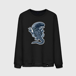Свитшот хлопковый мужской Чужой инопланетянин из порванной дыры, цвет: черный