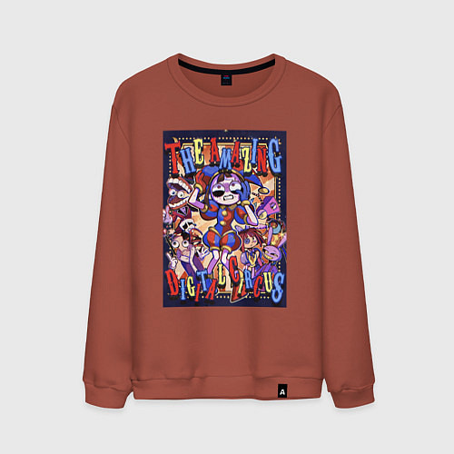 Мужской свитшот Удивительный цифровой цирк в сборе / Кирпичный – фото 1