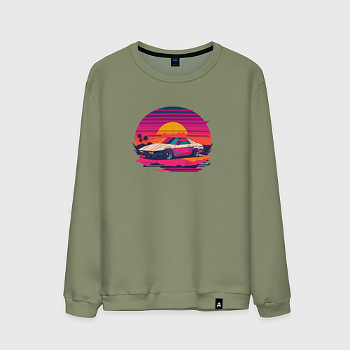 Мужской свитшот Синтвейв закат / Авокадо – фото 1