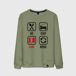 Свитшот хлопковый мужской Eat - sleep - Fortnite - repeat, цвет: авокадо