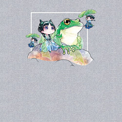 Свитшот хлопковый мужской Маомао чиби и лягушка - Монолог фармацевта, цвет: меланж — фото 2