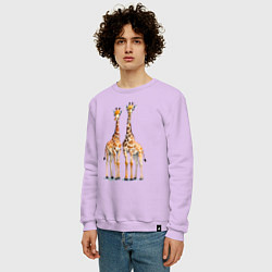 Свитшот хлопковый мужской Друзья-жирафы, цвет: лаванда — фото 2