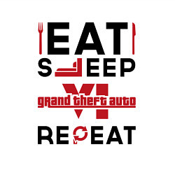Свитшот хлопковый мужской Надпись: eat sleep GTA6 repeat, цвет: белый — фото 2