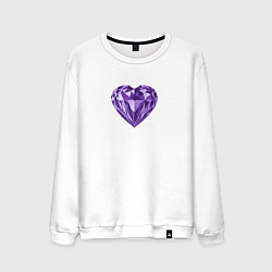 Свитшот хлопковый мужской Фиолетовое алмазное сердце, цвет: белый