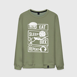 Свитшот хлопковый мужской Еда сон bmx, цвет: авокадо
