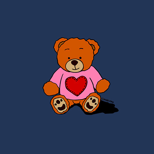 Мужской свитшот Плюшевый мишка с сердечком / Тёмно-синий – фото 3