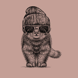 Свитшот хлопковый мужской Котенок манул хипстер, цвет: пыльно-розовый — фото 2