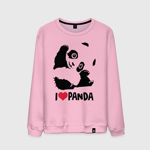 Мужской свитшот I love panda / Светло-розовый – фото 1