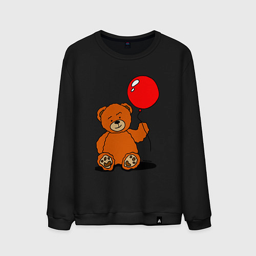 Мужской свитшот Плюшевый медведь с воздушным шариком / Черный – фото 1