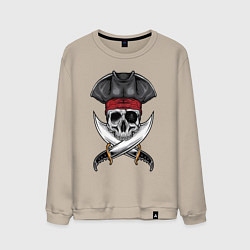Свитшот хлопковый мужской Одноглазый роджер, цвет: миндальный