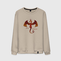 Свитшот хлопковый мужской Мать драконов дракониха, цвет: миндальный