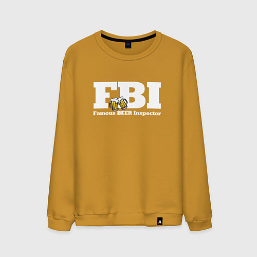 Мужской свитшот FBI - beer inspector / Горчичный – фото 1