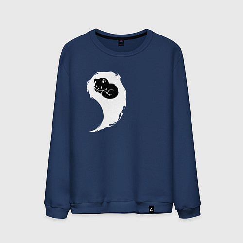 Мужской свитшот Инь ян белый парная / Тёмно-синий – фото 1