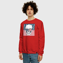 Свитшот хлопковый мужской Череп США, цвет: красный — фото 2
