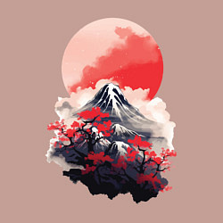 Свитшот хлопковый мужской Солнце на фоне горы, цвет: пыльно-розовый — фото 2