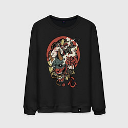 Свитшот хлопковый мужской Демон - маска, цвет: черный