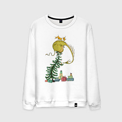 Свитшот хлопковый мужской Дракоша с Новым годом, цвет: белый