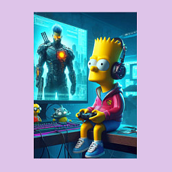 Свитшот хлопковый мужской Bart Simpson is an avid gamer, цвет: лаванда — фото 2