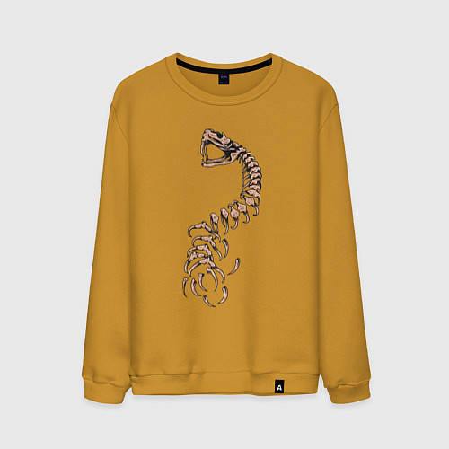 Мужской свитшот Скелет змеи / Горчичный – фото 1