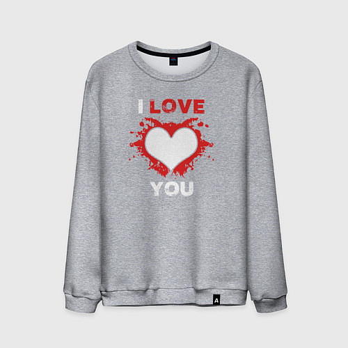 Мужской свитшот I love you heart / Меланж – фото 1