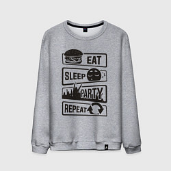 Свитшот хлопковый мужской Есть спать вечеринка, цвет: меланж