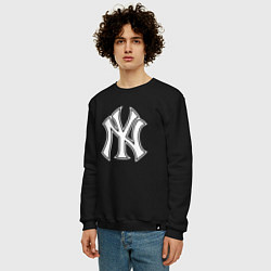 Свитшот хлопковый мужской New York yankees - baseball logo, цвет: черный — фото 2