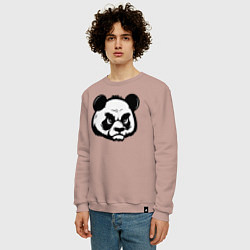 Свитшот хлопковый мужской Недовольная морда панды, цвет: пыльно-розовый — фото 2