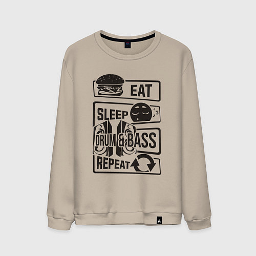 Мужской свитшот Есть спать драм-н-бейс / Миндальный – фото 1