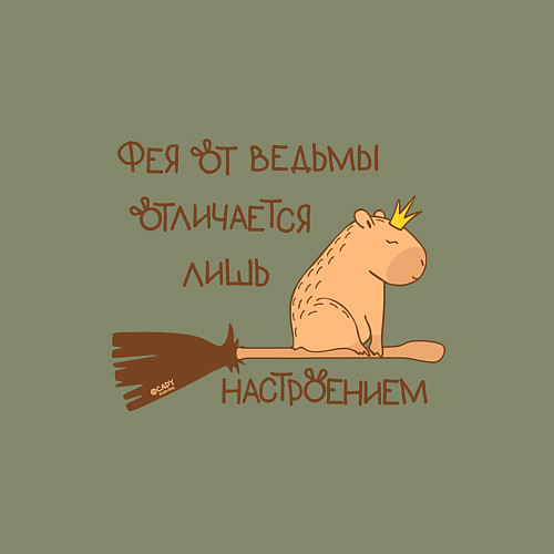 Мужской свитшот Мем капибара на метле: фея и ведьма / Авокадо – фото 3