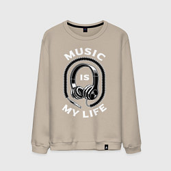Свитшот хлопковый мужской Музыка is my life, цвет: миндальный