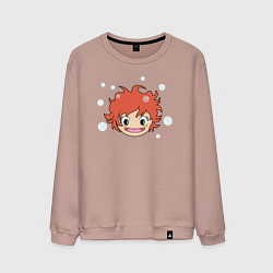 Свитшот хлопковый мужской Рыбка Поньо, цвет: пыльно-розовый