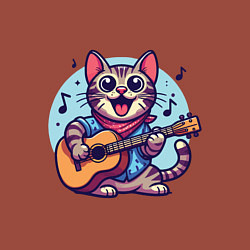 Свитшот хлопковый мужской Полосатый кот играет на гитаре, цвет: кирпичный — фото 2