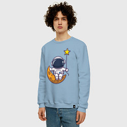 Свитшот хлопковый мужской Звёздный космонавт, цвет: мягкое небо — фото 2
